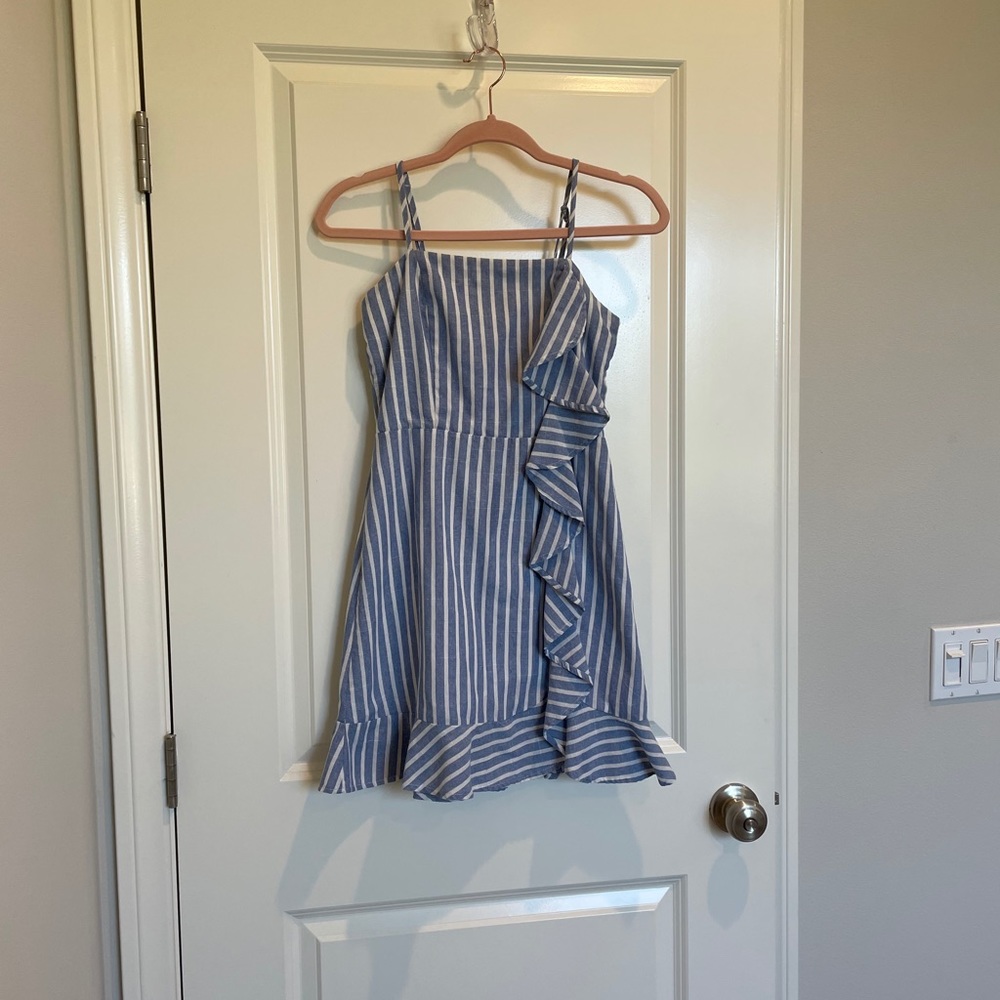 SHEIN striped nautical dress with ruffle
